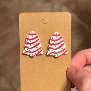 New Christmas Cakes Christmas Tree 1 Inch Stud Earrings, so cute!